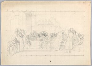 Kresba, Studie pro "Vědeckou skupinu", 1858 od Daniel Huntington