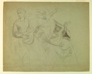 Kresba, studie k filmu "Tizián ukazuje", 1871-72 od Daniel Huntington