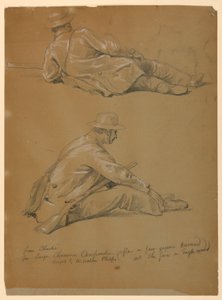 Kresba, Dvě studie umělce, 1864 od Daniel Huntington