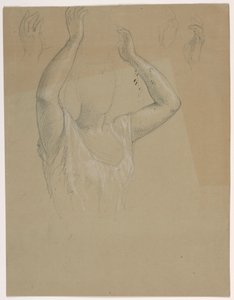 Kresba, Žena se zdviženýma rukama A, 1844-45 od Daniel Huntington