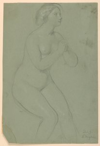 Studie ženského aktu pro "A Magdalen" od Daniel Huntington