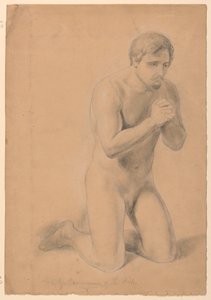 Nahá mužská postava, Studie pro "Přijímání nemocných" od Daniel Huntington