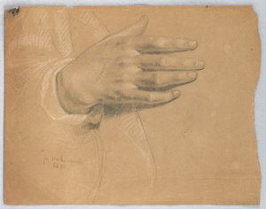 Studie ruky pro "Martha Reproved" od Daniel Huntington