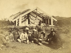 Kuwaitis Runanga House, Waiona, Bay of Islands, kolem roku 1870 (tisk alba) od Daniel Louis Mundy