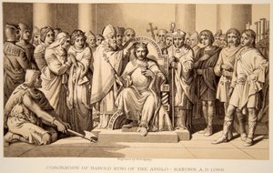 Korunovace Harolda II v roce 1066, vyryl W. Ridgeway od Daniel Maclise
