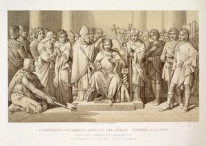 Korunovace Harolda, krále Anglosasů, vyryl W. Ridgeway od Daniel Maclise
