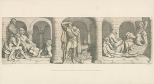Harold a Sasové jsou uvězněni v zámku Beaurain poblíž Montreuil od Daniel Maclise