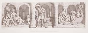 Harold a Sasové jsou uvězněni na hradě Beaurain u Montreuil, z knihy "Příběh normanského dobytí", rytina L. Grunera, 1866. od Daniel Maclise