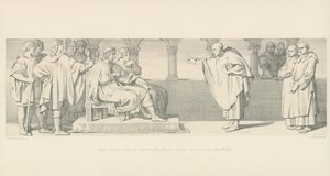 Mnich Hugues Maigrot má audienci u krále Harolda, aby navrhl podmínky vévody Viléma. od Daniel Maclise