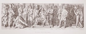 Korunovace Harolda anglickým králem, z knihy "The Story of the Norman Conquest", rytina L. Grunera, 1866 od Daniel Maclise