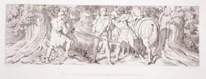 William ve svém lovišti v Rouenu získává informace od Tostiga z Haroldovy korunovace z „Příběhu o dobytí Normanů“, vyryl L. Gruner, 1866 od Daniel Maclise