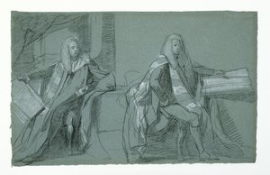 Studie pro Williama Murraye, prvního hraběte z Mansfieldu, 1782-1783 (grafit a černobílá křída na modrošedém papíře) od Daniel Mytens