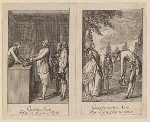 Listy 9 a 10 z díla „Centifolium Stultorum“, Bláznovství od Daniel Nikolaus Chodowiecki