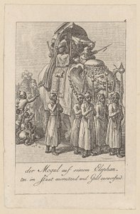 Mughal na svém slonu, tabule 4 ze série „Východoindické zvyky“ od Daniel Nikolaus Chodowiecki