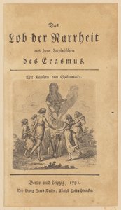 Titulní list s vinětou k Erasmusově dílu „Chvála bláznovství“ od Daniel Nikolaus Chodowiecki