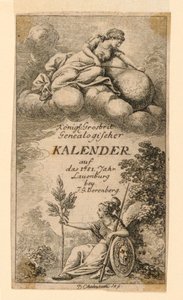 Titulní strana pro "Königl: Grosbrit [anian] genealogický kalendář pro rok 1781 Lauenberg od J. G. Berenberga" od Daniel Nikolaus Chodowiecki