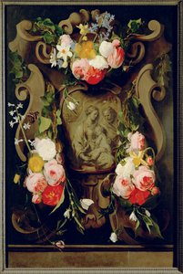 Zátiší se Svatou rodinou (olej na dubovém dřevě)