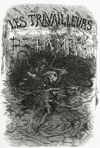 Ilustrace k románu Les Travailleurs de la Mer, 19. století (čb. rytina) od Daniel Urrabieta Vierge