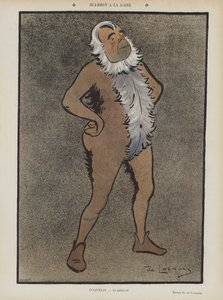 Francouzský herec Benoit-Constant Coquelin ve hře Scarron v Theatre de la Gaite. Ilustrace k filmu Le Rire od Daniel de Losques