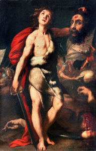 Vítěz Davida Giant Goliath drží hlavu v ruce malování Daniele Crespi (1598-1630) 1623 Palazzo Borromeo, Isola Bella, Stresa Itálie