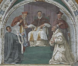 Papež schvalující kartuziánský řád (freska) od Daniele Crespi