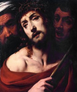 Posměch Kristu Tvář trpícího Krista má trny. Obraz Daniele Crespi (1598-1630) Bazilika San Giovanni ze 17. století, Busto Arsizio Itálie od Daniele Crespi