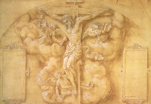 Ukřižování, 1547 (tužka zvýrazněná bílou na papíře)