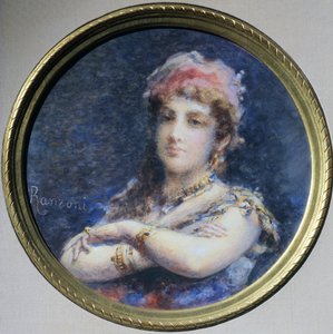 Portrét princezny Troubetzkoy, od Daniele Ranzoni (1843-1889), akvarel