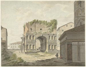 Oblouk Janus quadrifons a část S. Giorgio ve Velabro v Římě