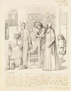 Dante kreslí anděla k prvnímu výročí smrti Beatrice, 1848-9 od Dante Gabriel Charles Rossetti