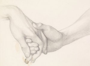 Dantův sen v době smrti Beatrice - Studie Danta držícího ruku lásky od Dante Gabriel Charles Rossetti