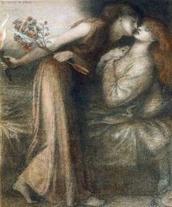 Dantův sen v den smrti Beatrice (Io sono v tempu) - Dessin de Dante Gabriel Rossetti (1828-1882) od Dante Gabriel Charles Rossetti