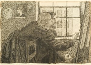 GP Boyce s Fanny Cornforth v Rossettis Studio, Chatham Place, cca 1858 (inkoust na papíře) od Dante Gabriel Charles Rossetti