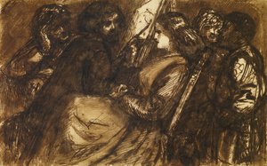 Giorgione Painting, cca 1853 (pero a hnědý inkoust a inkoust na papíře) od Dante Gabriel Charles Rossetti