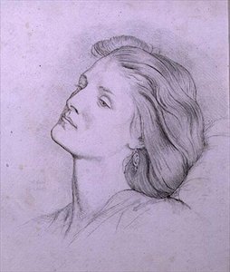 Hlava Fanny Cornforth (tužka a křída) od Dante Gabriel Charles Rossetti