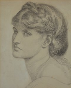 Portrét Alexy Wildingové, studie pro „The Bower Meadow“ od Dante Gabriel Charles Rossetti