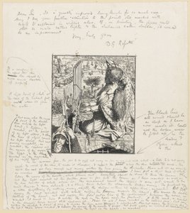 St Cecilia The Moxon Tennyson, kolem roku 1857 (dřevorytina a tužka na papíře) od Dante Gabriel Charles Rossetti