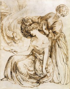 Studie pro Desdemoninu píseň smrti: Othello, dějství IV, Sc. III, od Dante Gabriel Charles Rossetti