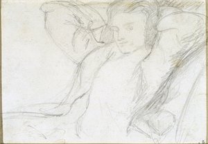Studie sedící dámy, 1860 (grafit na papíře) od Dante Gabriel Charles Rossetti