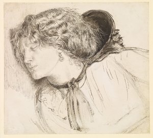 Nalezeno - Studie pro hlavu dívky od Dante Gabriel Rossetti