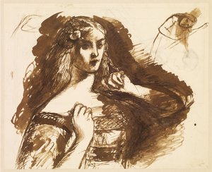 Půdorysná skica mladé ženy od Dante Gabriel Rossetti