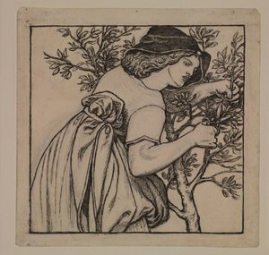 Líbánky krále Reného - Zahradnictví - Návrh malovaného panelu do kabinetu od Dante Gabriel Rossetti
