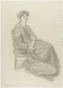 Paní William Morris sedí v křesle od Dante Gabriel Rossetti
