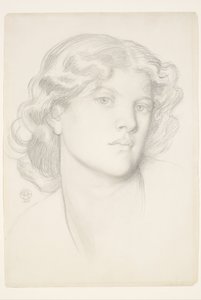 Modrá věž - Studie hlavy ženy od Dante Gabriel Rossetti