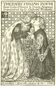 Raní italští básníci, návrh titulní strany od Dante Gabriel Charles Rossetti