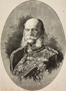 Německý císař Vilém I. (1797-1888) v roce 1887, rytina z kresby Dante Paolocci, z L
