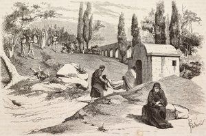 V hanebném táboře, Rome Vaincue od Alexandra Parodiho, dějství V, rytina od Dante Paolocciho ze skic od Zandomenica z L