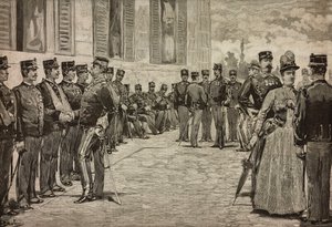 Survivors of Dogali, Eritrean War, přijato panovníky v zahradě Quirinal, Řím, Itálie, Dante Paolocci, L