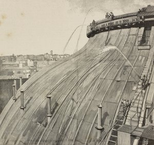 Mycí kopule Palazzo Montecitorio, Řím, Itálie, rytina podle kresby Dante Paolocci, z L