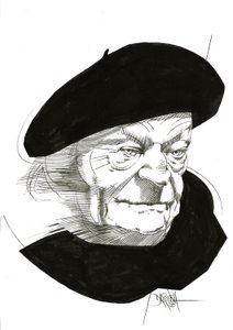 Giuseppe Ungaretti, 2024 (digitálně upravená kresba tužkou) od Dariush Radpour